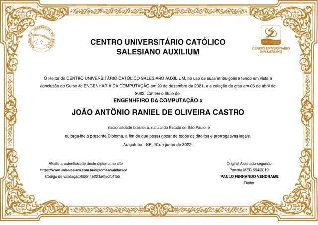 Computer Engineering diploma, UniSALESIANO